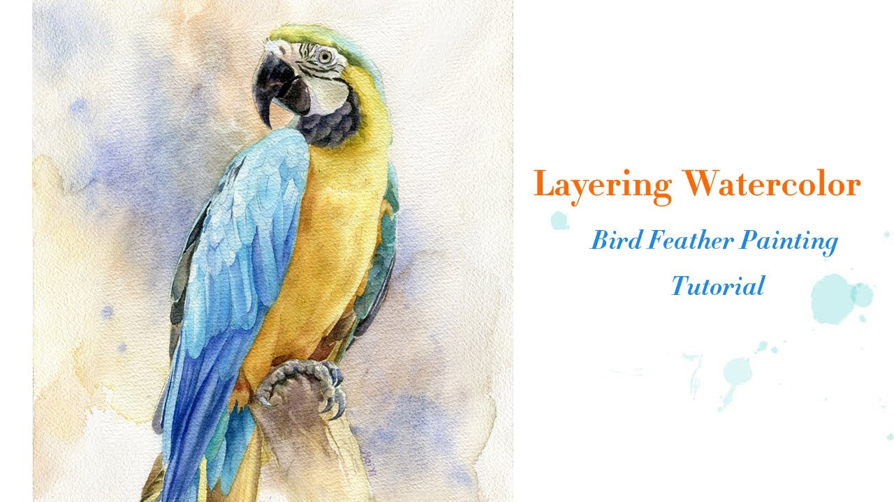 Watercolor Layering Tutorial  💜 Painting A Parrot, Macaw Art