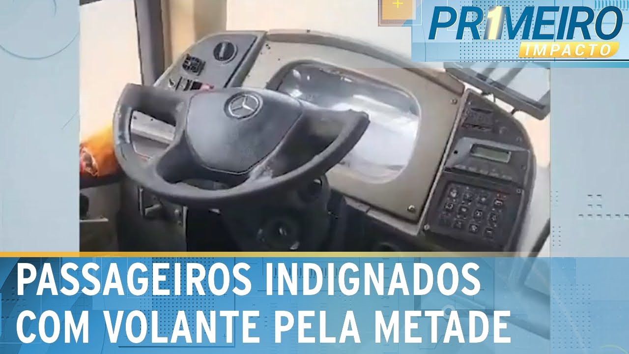 Com volante pela metade, motorista de ônibus interrompe viagem | Primeiro Impacto (13/03/24)