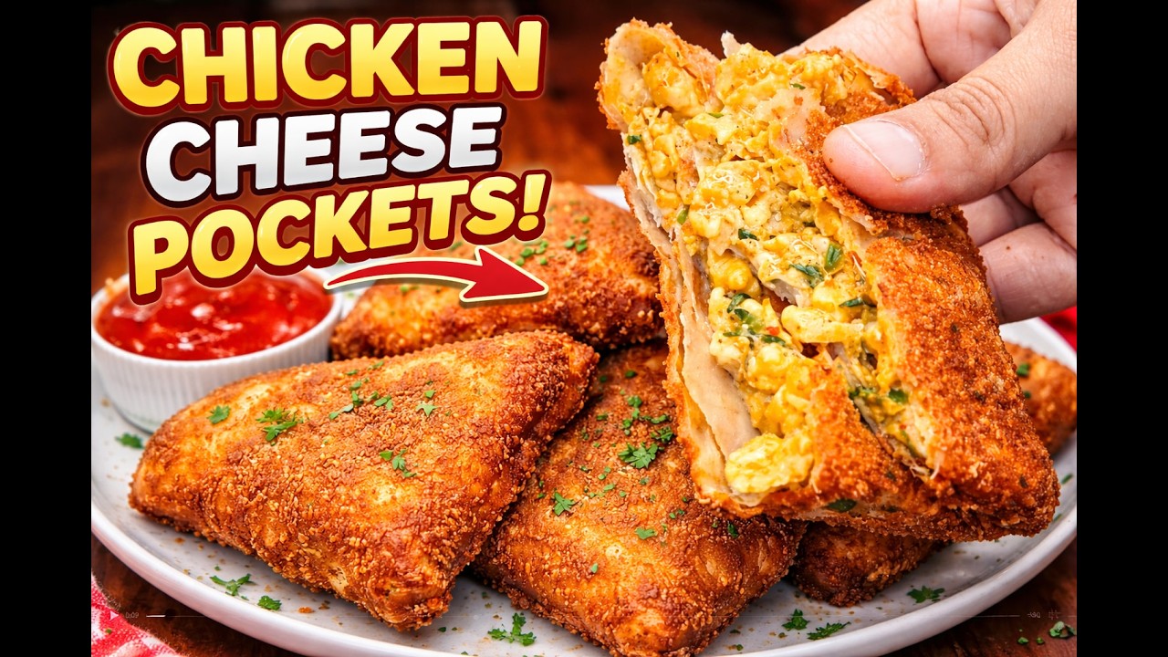 Chicken Cheese Pockets Recipe | Crispy Cheesy Chicken Snack | Chicken Bread Pockets