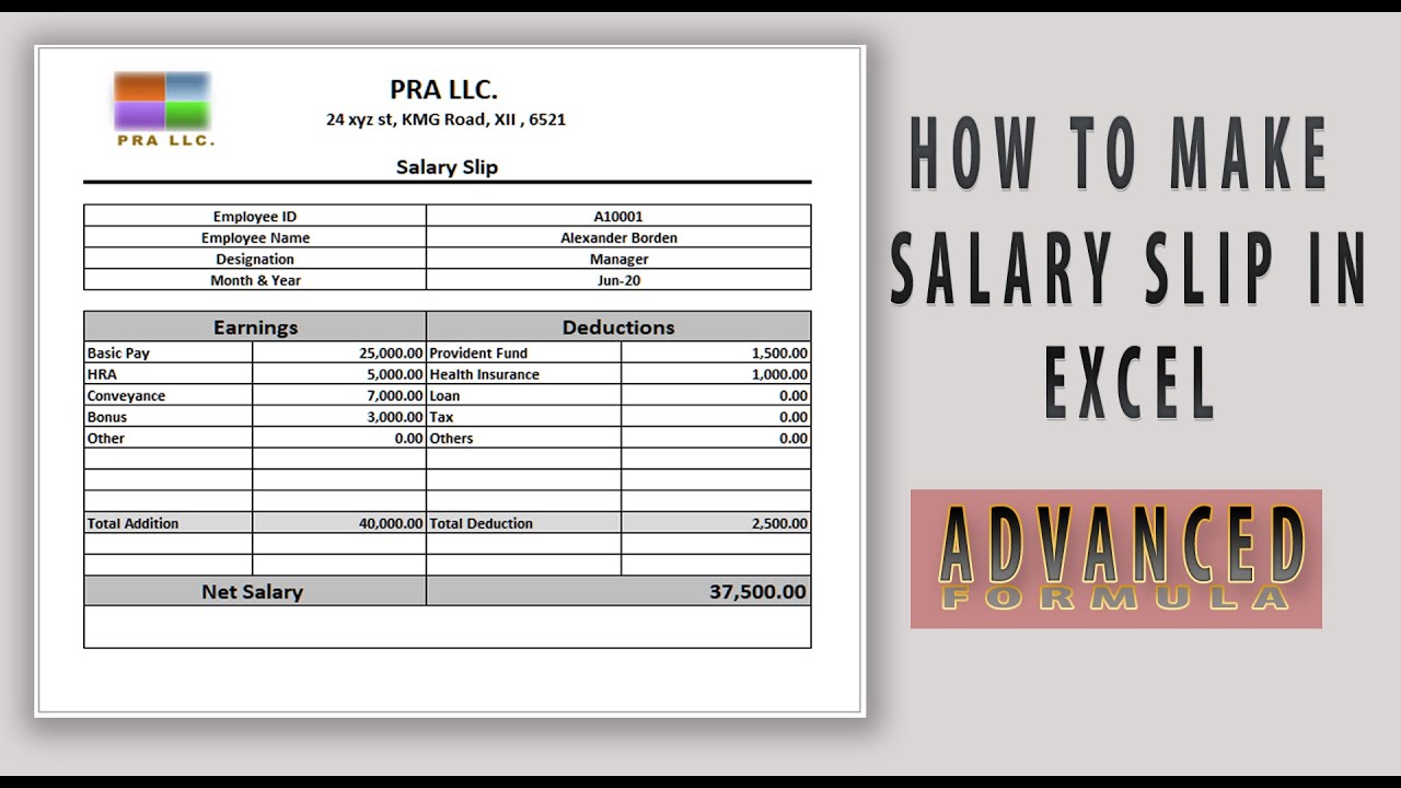 How to Make Salary Slip | Pay Roll | Pay slip  in  Microsoft Excel