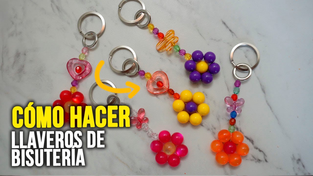 DIY BISUTERIA:🌼 FLOR Llavero con Cuentas de Bisuter&iacute;a | Tutorial Paso a Paso | PARA VENDER.