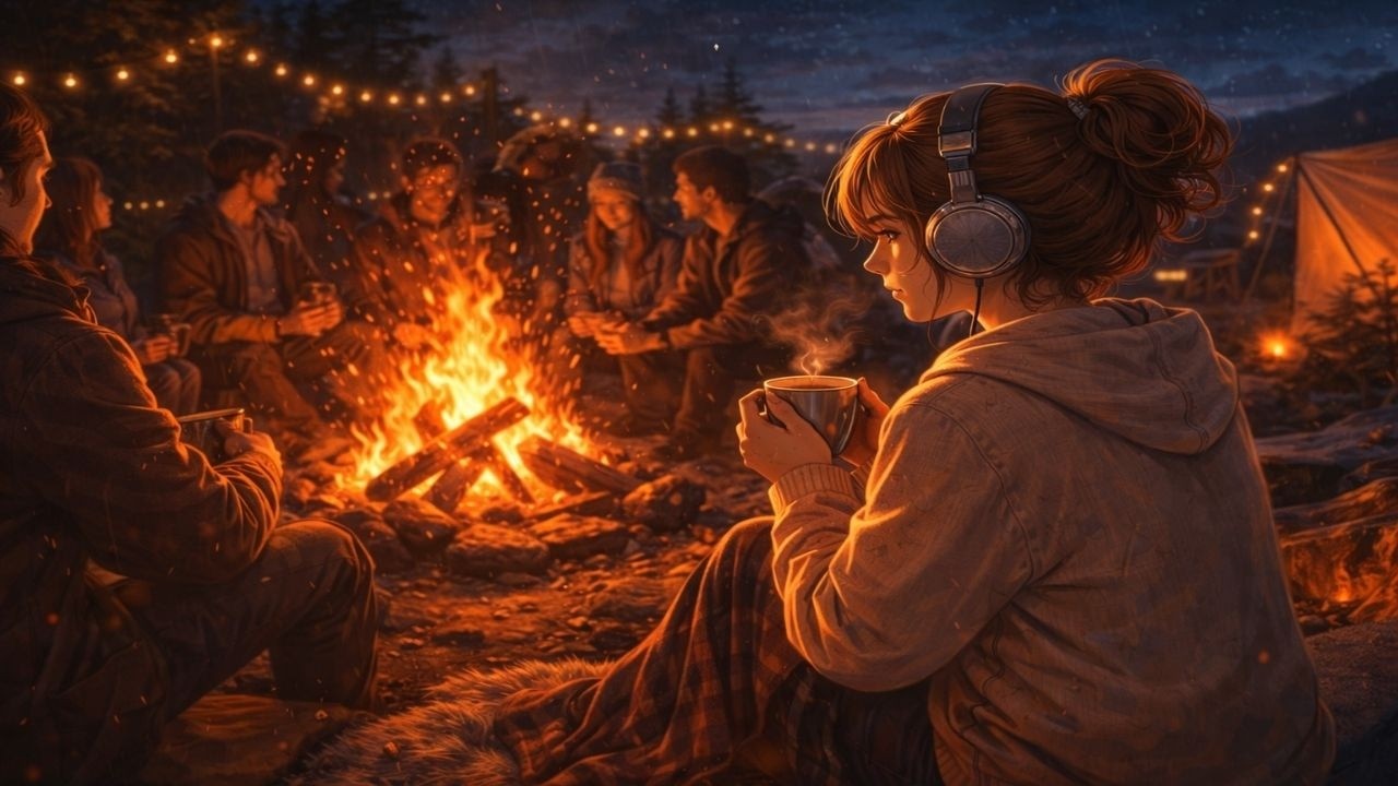 Campfire Night 🔥✨ | Calm Lofi Music for Relax, Focus & Peace