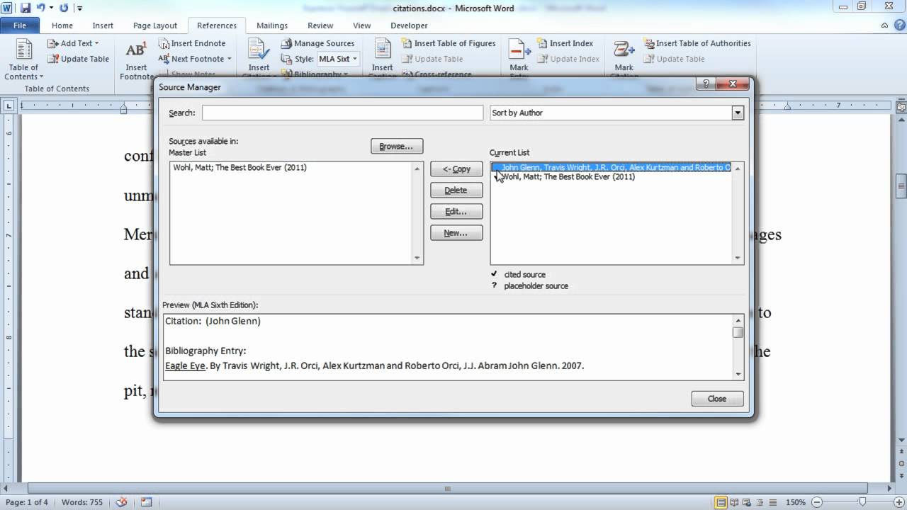 Microsoft Word 2010: цитаты, библиографии и перекрестные ссылки