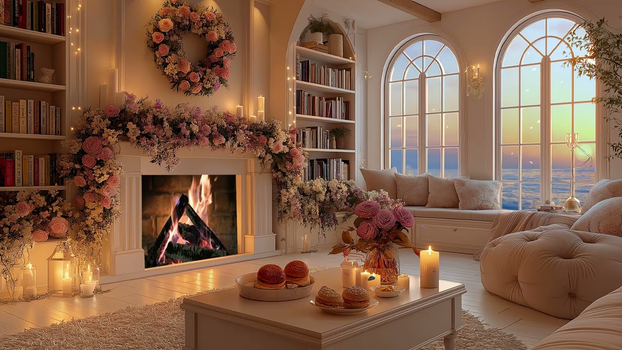 Cozy Winter Cabin Morning | Soft Piano & Crackling Fireplace Ambience