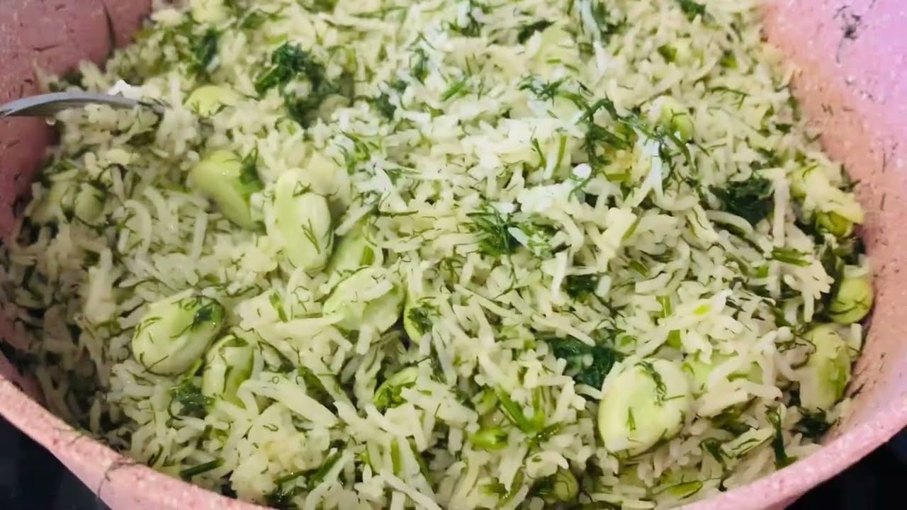 Green rice ,Rice with fava beans and fresh dill recipe #greenrice #arabicrice #ricerecipe