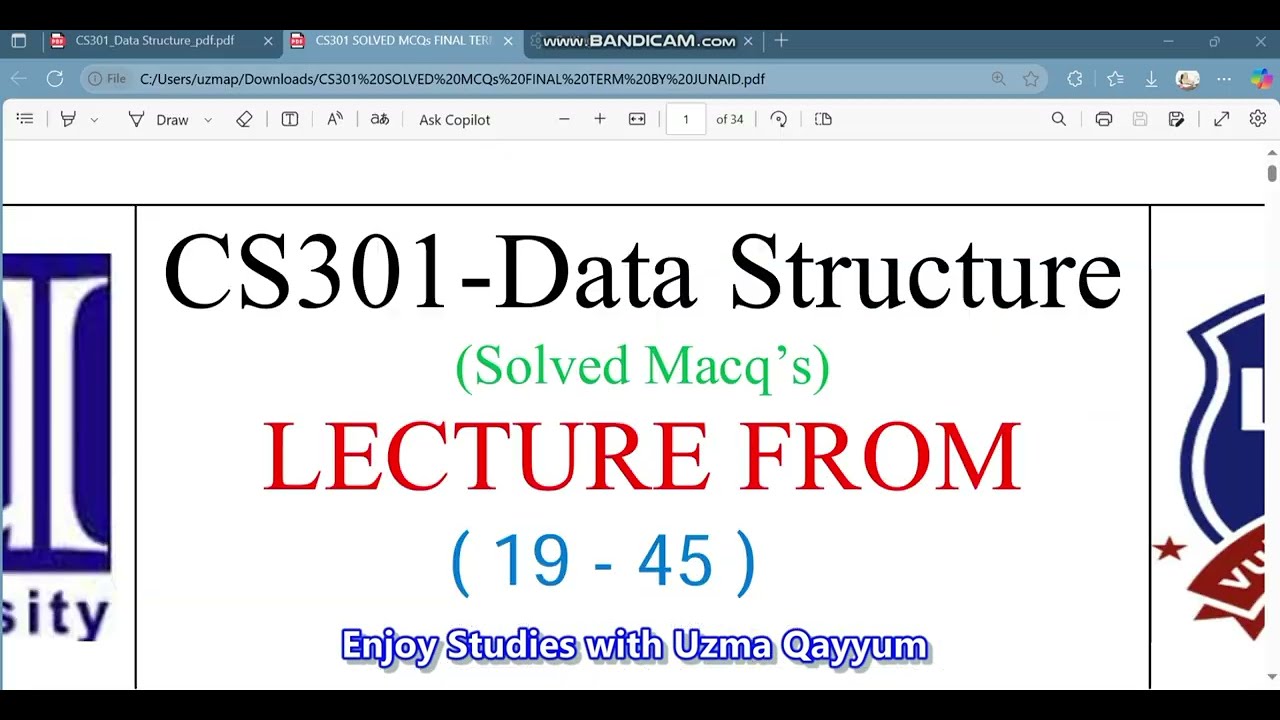 CS301 Final Term Preparation 2025 🪷 || Data Structure || 