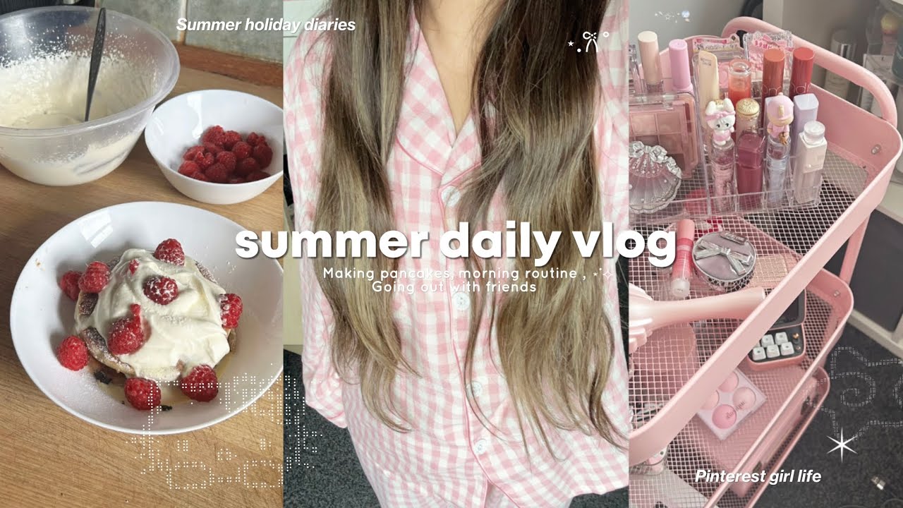 ˚⊹ summer diaries 🍵🎀 daily vlog | morning routine, making pancakes, Pinterest girl life ᰔ