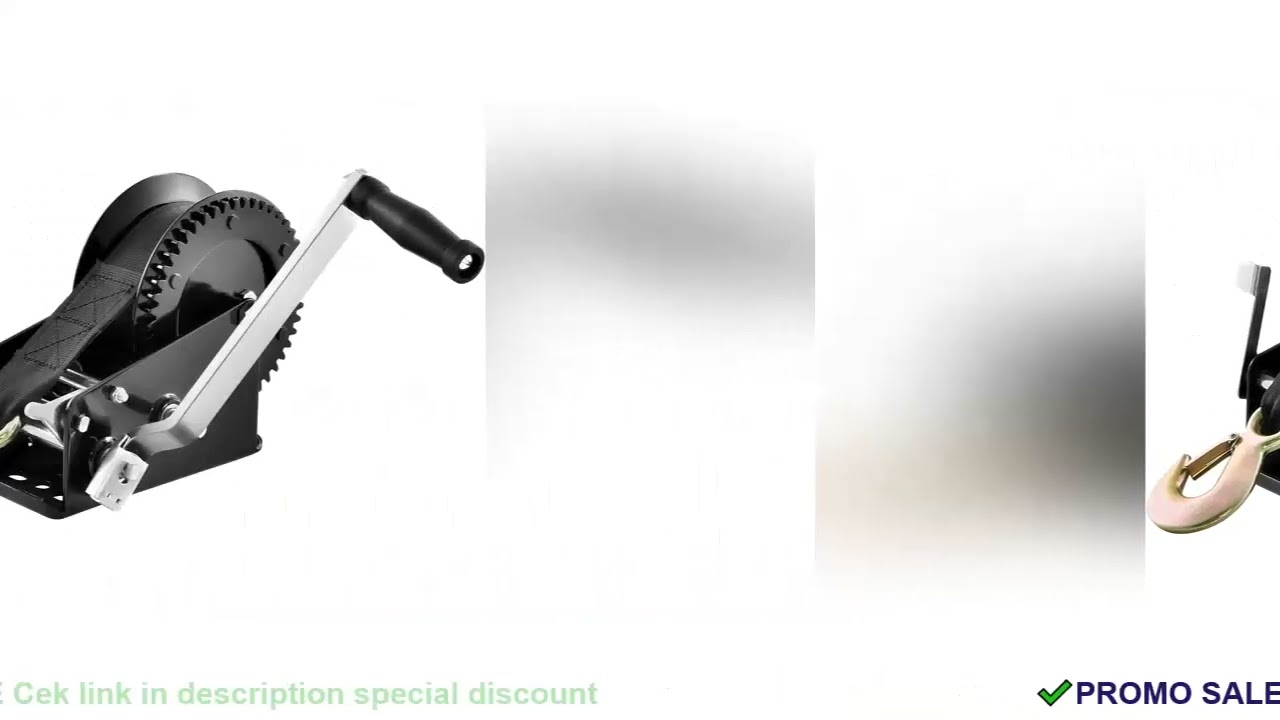 SucceBuy Hand Winch Boat Trailer Winch Heavy Duty Rope Crank Polyester Strap & Two-Way Ratchet Manua