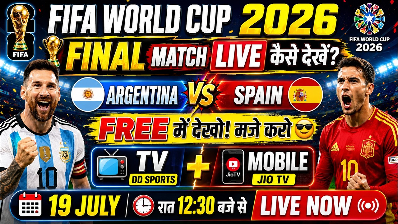FIFA World Cup 2026 Final LIVE 🇦🇷 Argentina vs 🇪🇸 Spain FREE में कैसे देखें? | Free TV + Mobile
