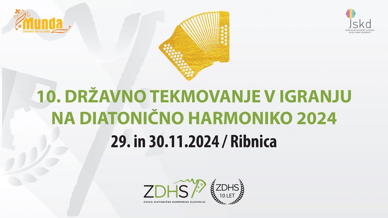 10. Državno tekmovanje v granju na diatonično harmoniko 2024 29. in 30.11.2024 / Ribnica