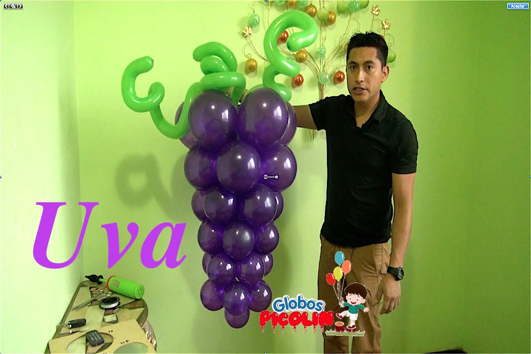 Racimo de uvas con globos para primera comunión fácil y económico # 15