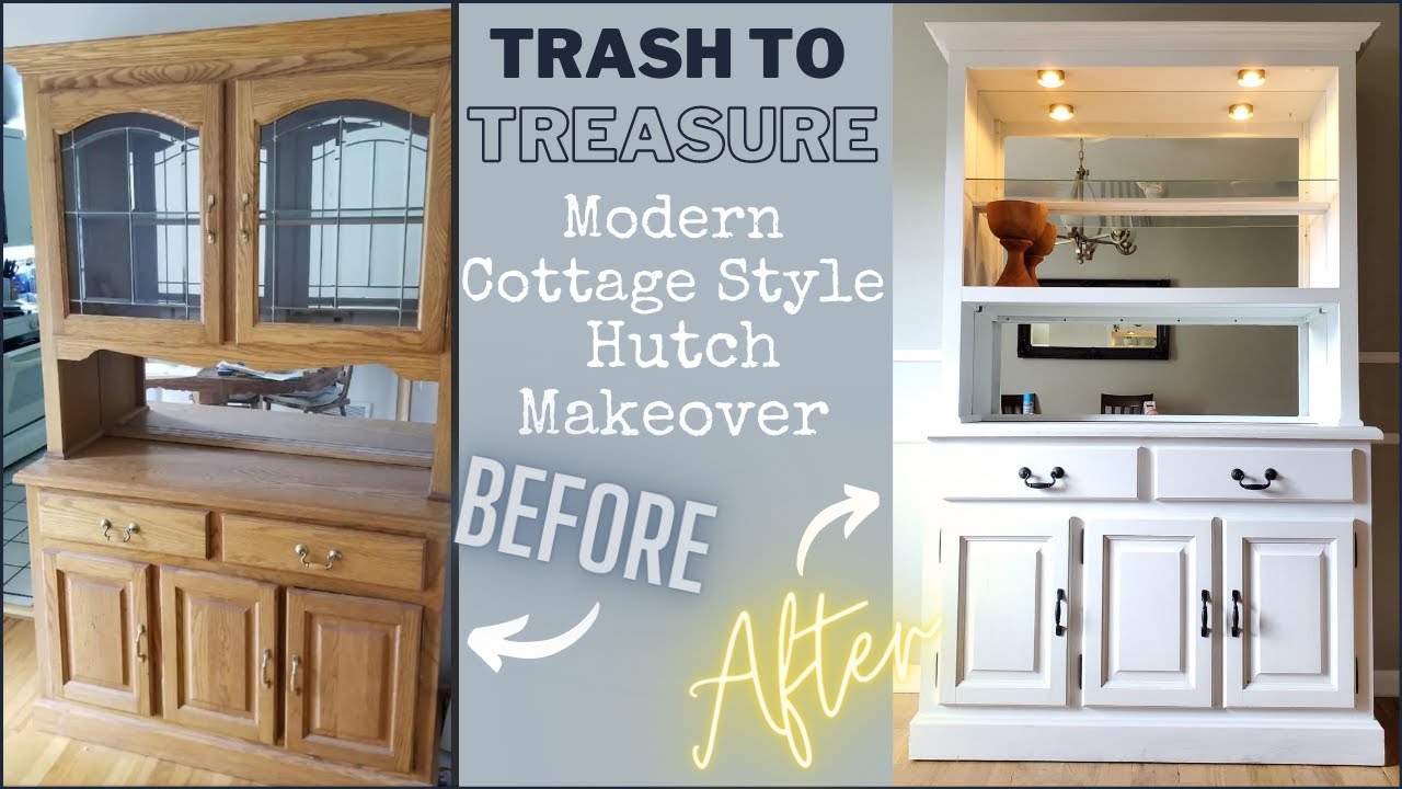 How to Refinish an out dated china cabinet 🔵 Furniture Repair - DIY MODERN FARMHOUSE HUTCH Revamp