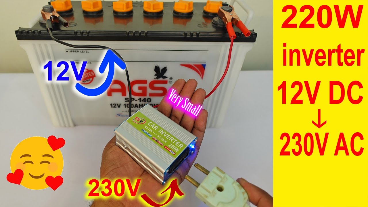 Solar Power Inverter 220W from 12V DC to 230V AC for light load woofer speaker LCD & Led light bulbs