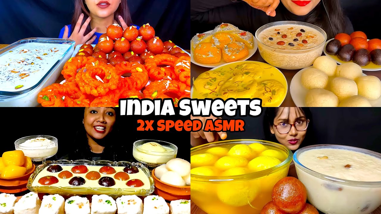 ASMR EATING INDIAN SWEETS DESSERT 🍨 | MOST SATISFYING DESSERT MUKBANG COMPILATION 