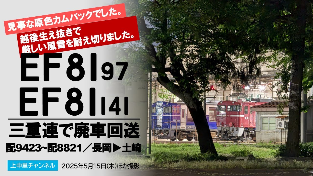 EF81 97＋EF81 141廃車回送〜EF81 140牽引