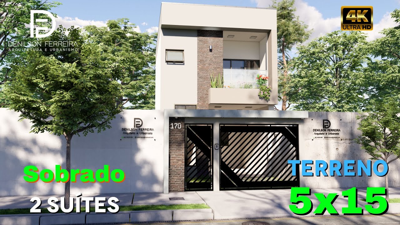 106 - Sobrado moderno com 2 suítes e varanda em terreno 5x15