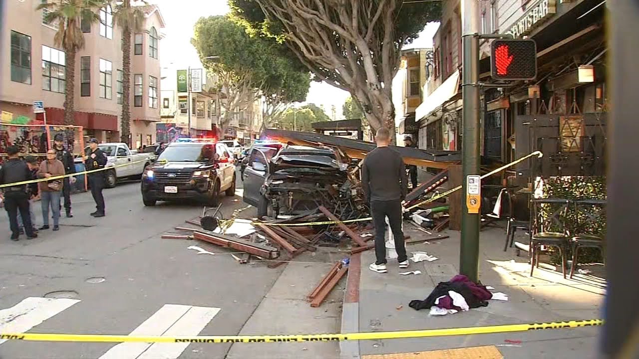 Several injured in SF Mission District after SUV crashes into parklet following police pursuit