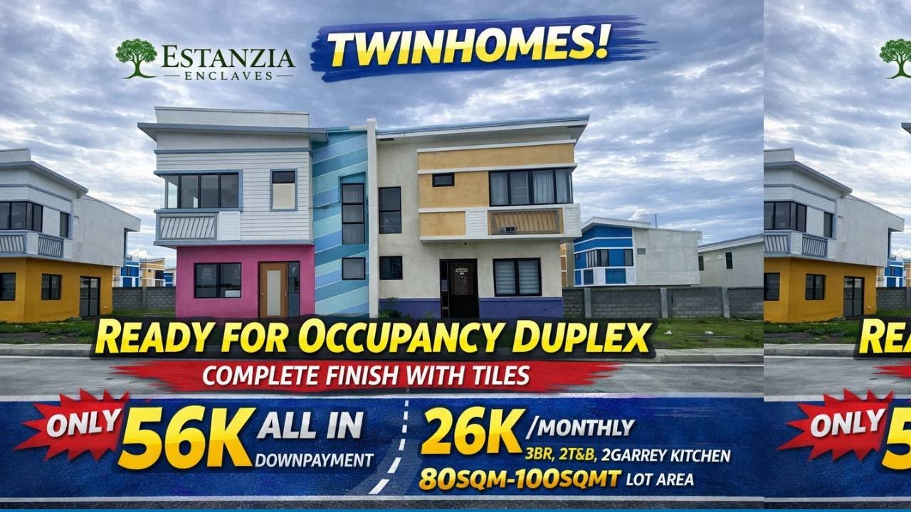 56K ALL IN DOWN. DUPLEX W/TILES 100sq mt lot 3BR 2T&B 2Garage 40min Fr NAIA & PITX.ESTANZIA ENCLAVES