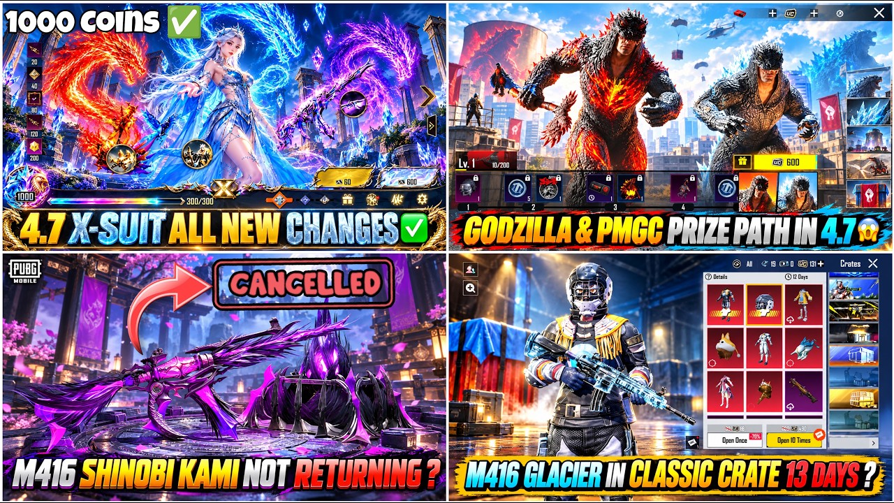 GODZILLA PRIZE PATH IN 4.7 😱 | X-SUIT NEW CHANGE 4.7 | M416 SHINOBI KAMI RETURNING ? | BGMI SURVEY 🤬