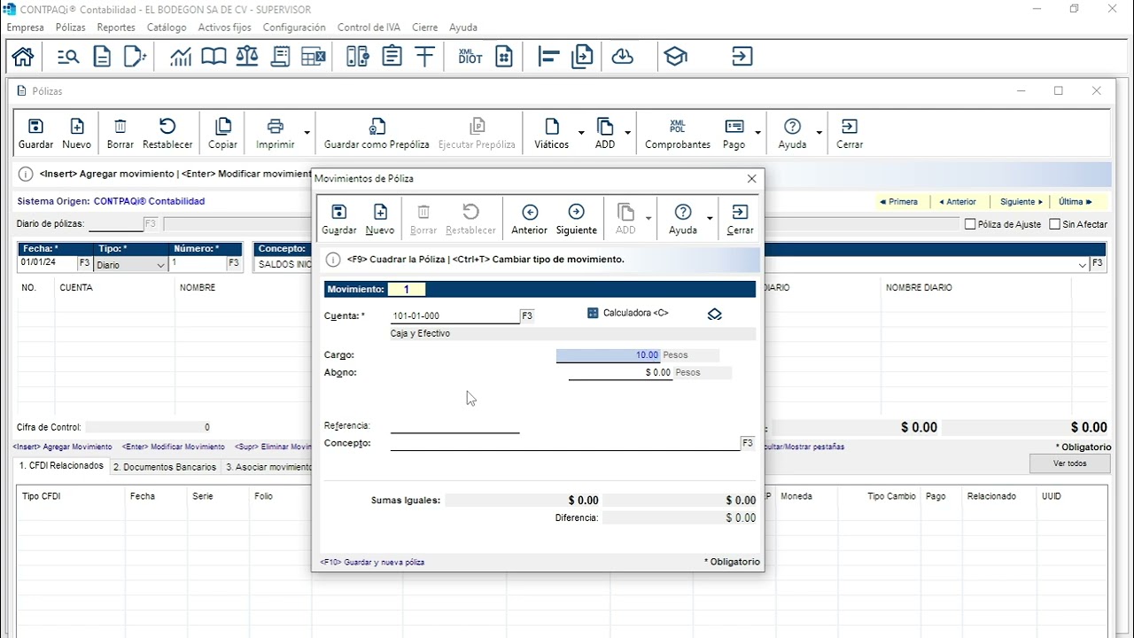 CONTPAQI ACCOUNTING creation of Policies