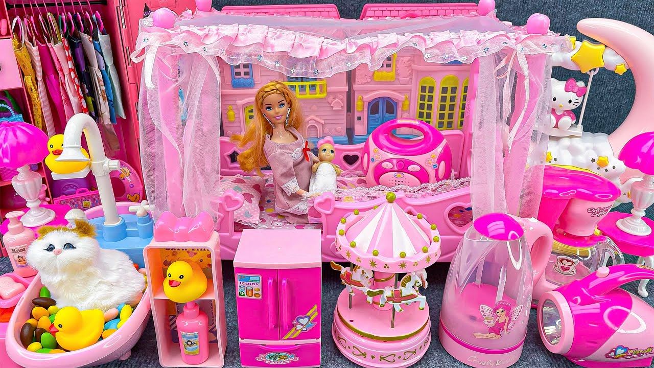 14 Minutes Satisfying with Unboxing Barbie Princess Pink Kitchen,Rock Bed Play Set Review Toys｜ASMR