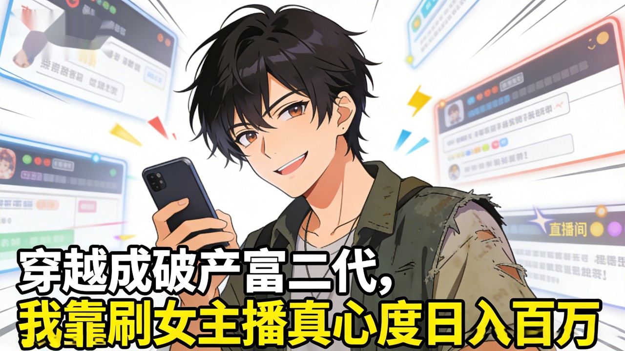 穿越成破产富二代，我靠刷女主播真心度日入百万。从破产到暴富，只需不断获取美女主播的真心。#重生 #逆襲 #玄幻 #修仙 #年代文 #都市小說 #Ai漫畫 #劇情 #動漫