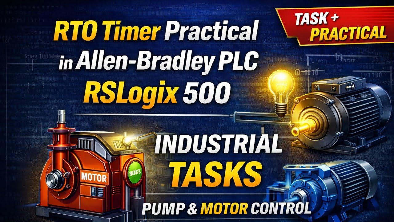 RTO Timer Practical in Allen-Bradley PLC | RSLogix 500 Industrial Tasks | Pump & Motor Control