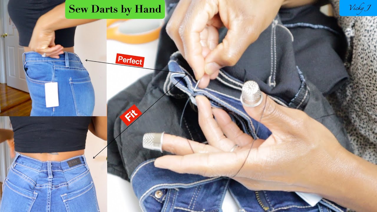 🍃How To Hand Sew Darts | Alter Your Jeans Waist By Hand | VickyJ
