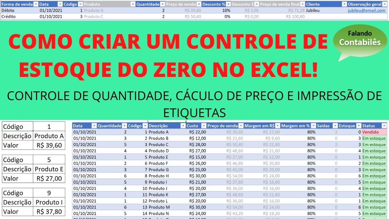 Aprenda a montar uma planilha de controle de estoque usando o EXCEL de forma simples do ZERO.