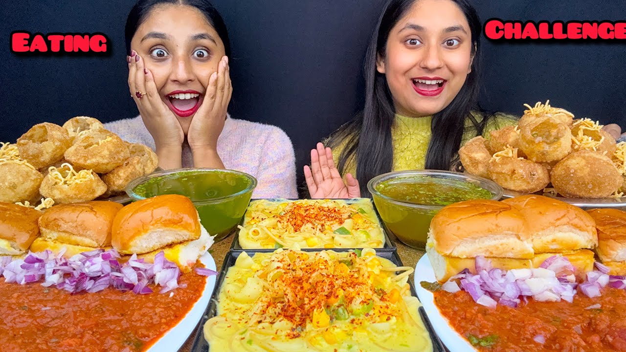 Eating Pav Bhaji,Panipuri,white Sauce Pasta Challenge | Food Challenge @GulliblePoulami 