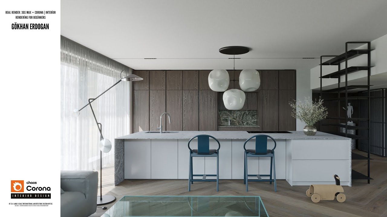 Corona Render - 3ds Max  ile İleri Seviye iç Mekan Render Eğitimi  - Mutfak Tasarımı.