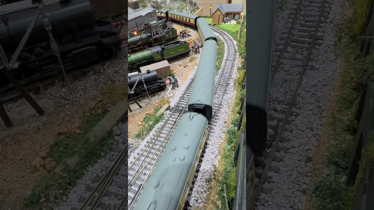 Passing over a streamlined points crossover, Lord Nelson pulls early BR stock.
