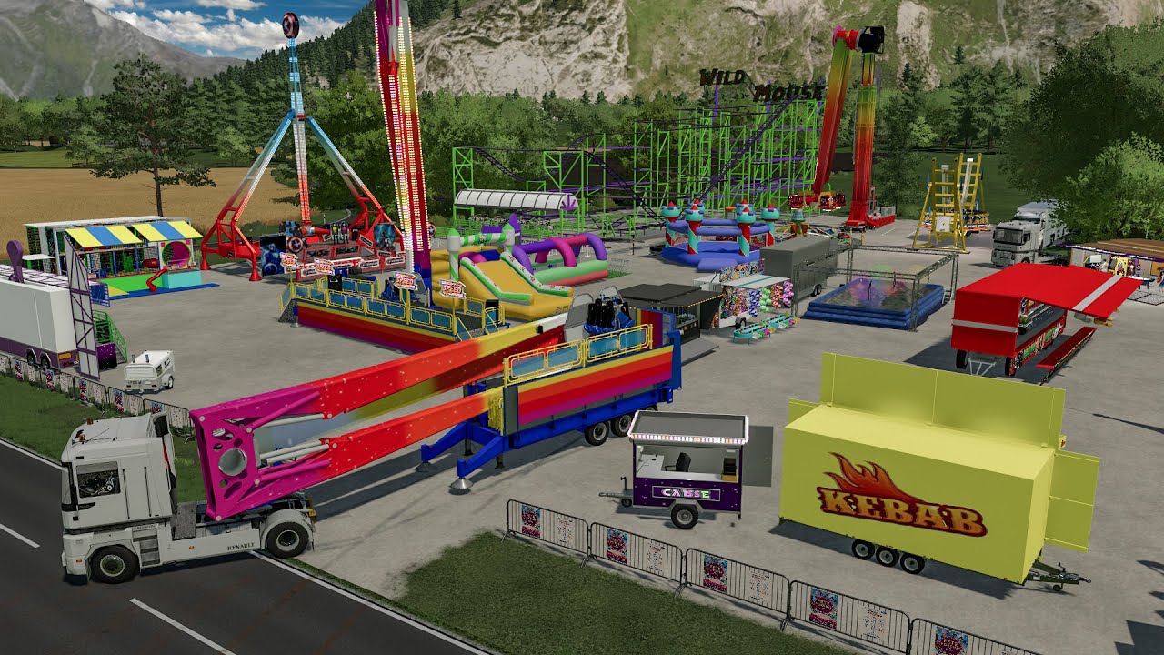 Fête Foraine pleine de manèges, attractions fortes et Toboggans | Farming Simulator 22