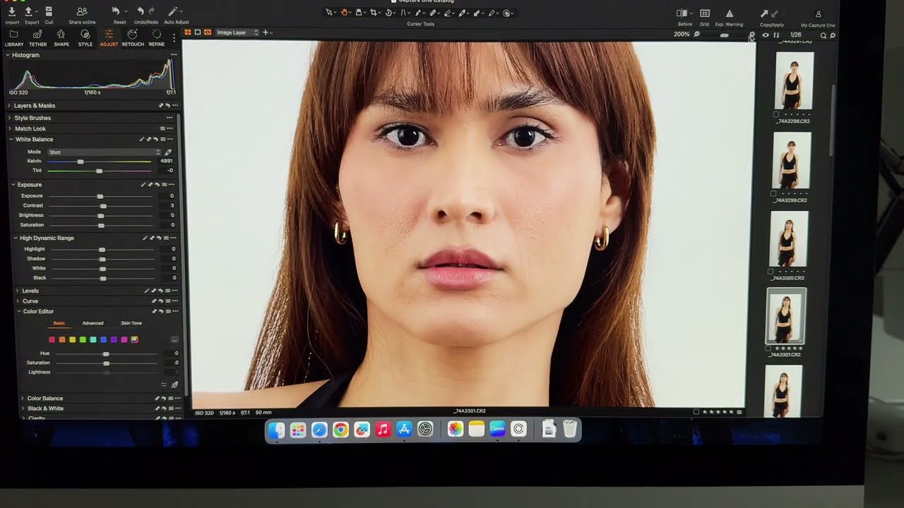 Editing a model’s digitals/polaroids with Capture One