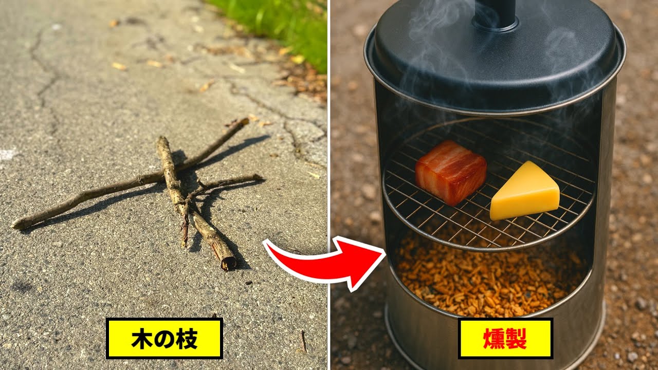 そこら辺に落ちてる木の枝で燻製してみた