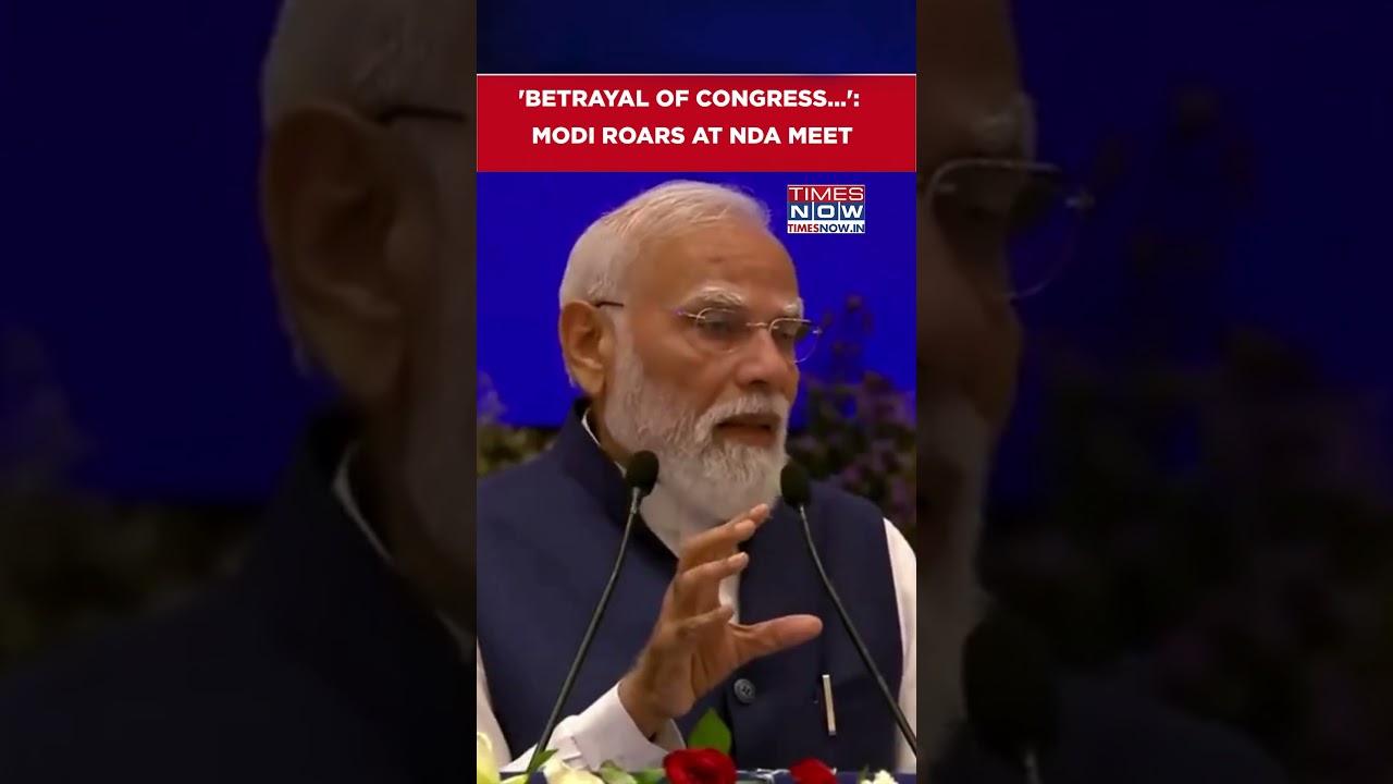 PM Modi Roars At NDA Leaders' meeting, Highlights Congress' Betrayal #shorts #viralvideo