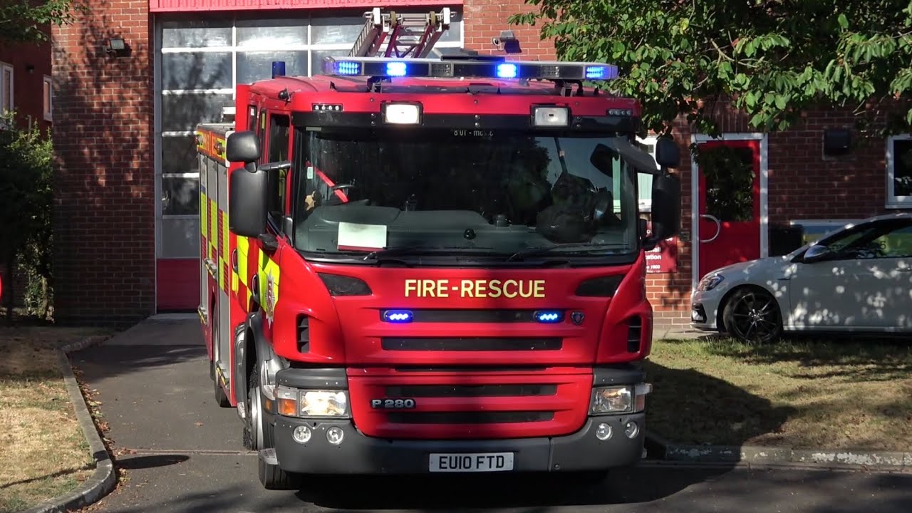 Essex Fire & Rescue Service, 24P1 (Coggeshall) on-call pump, turning out to an emergency incident.
