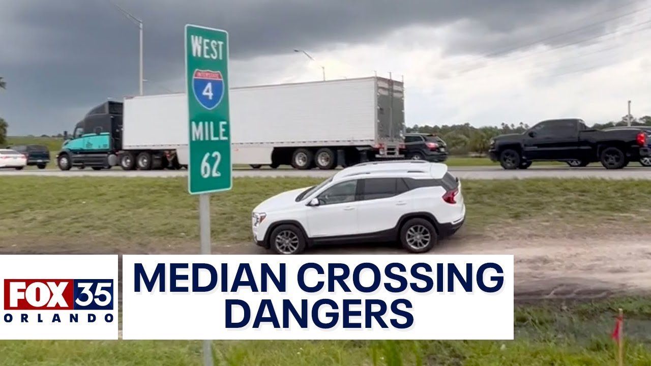 Drivers cross I-4 median near Disney World