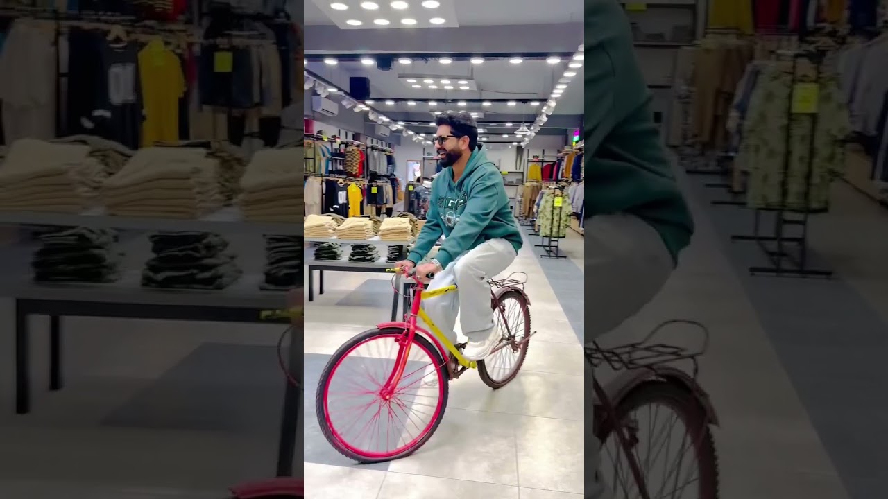 Cycling in shop ❤️ #rehanmalik