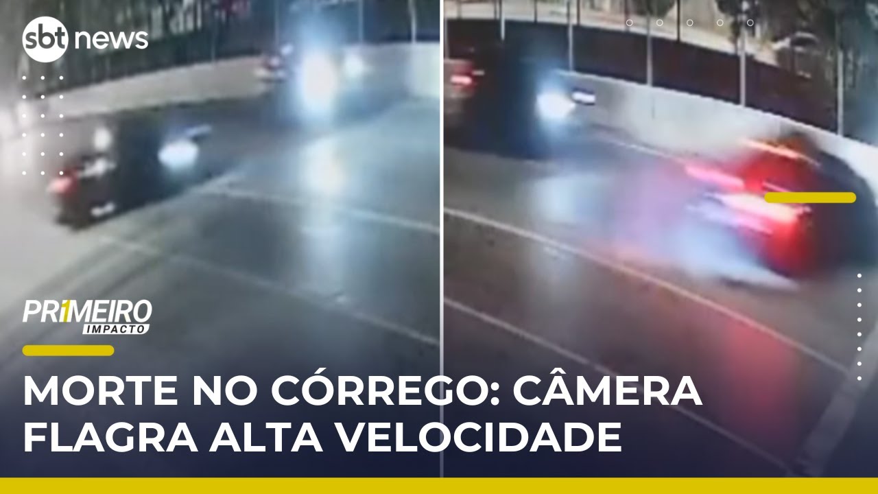 Câmera flagra momento em que BMW cai em córrego de SP; motorista morreu | #PrimeiroImpacto