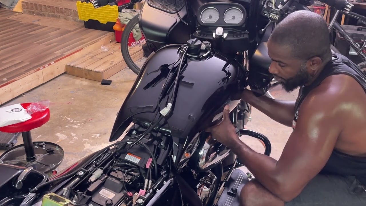 Installation Of Advan Black Extended Gas Tank And Dashboard & Gas Cap
