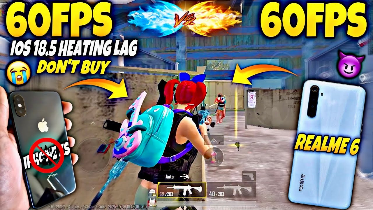 REALME 6 60FPS VS IPHONE XS 60FPS/iOS 18.5 HEATING LAG DON’T BUY | PUBG TEST iN 2025 | TDM GAMEPLAY