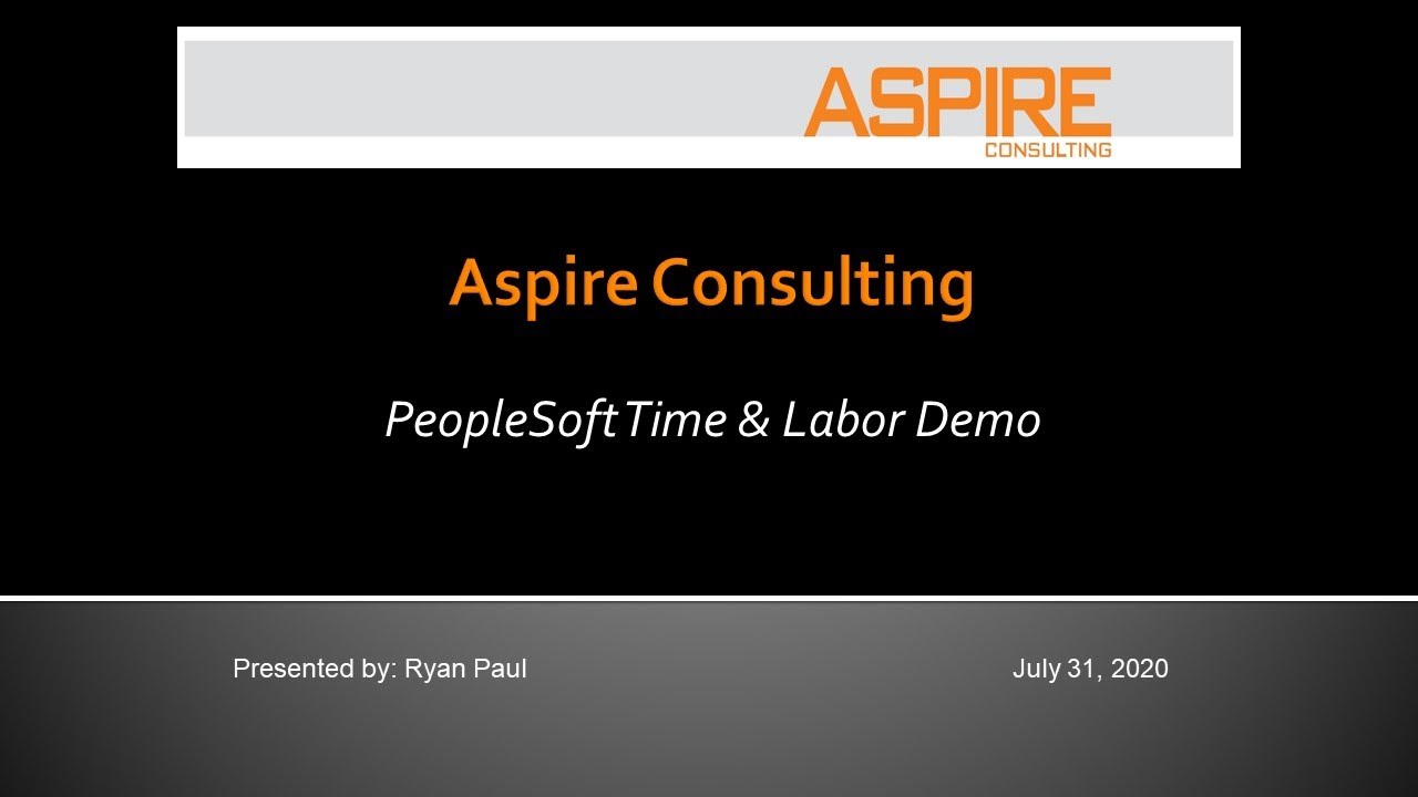 PeopleSoft Time and Labor Demo