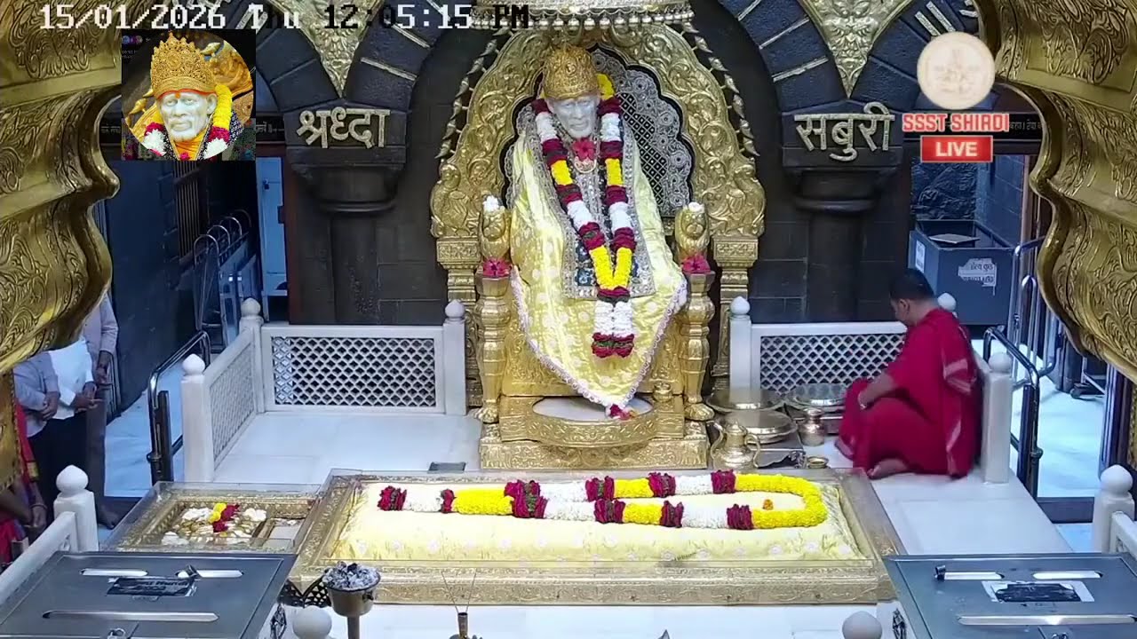 🌸Madhya Arati 15 Jan 26🌸| श्री साईबाबा समाधी मंदिर, शिर्डी | Shri Saibaba Samadhi Mandir Darshan🌸