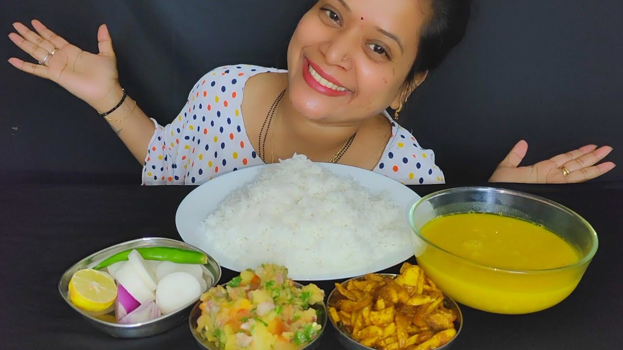 Ем Дал Чавал 🤤 Арби Фрай|| Алу Таматар Бхарта 🤤#asmr#food /#mukbang#eating #foodie #indianfood