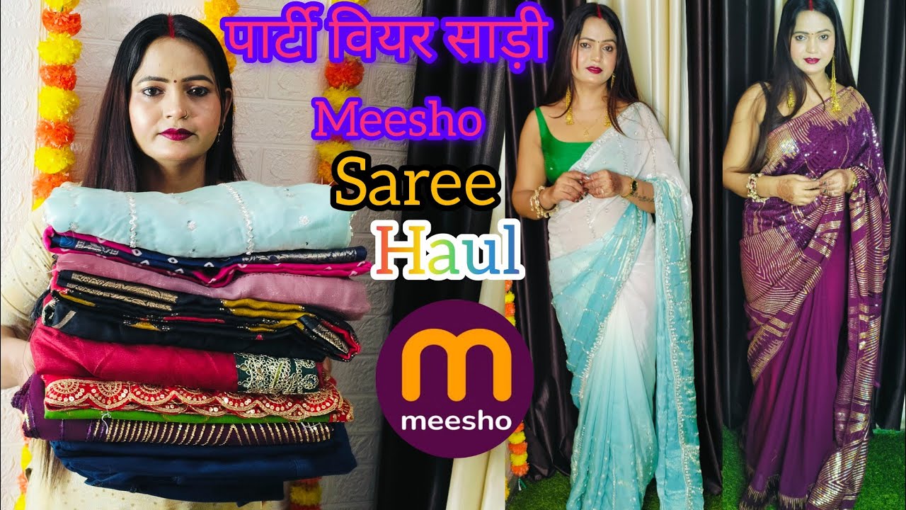 Meesho saree haul 🥰 party wear 🥰 saree under 🥰 800 top viral Saree#meesho #saree #meeshosaree #saree