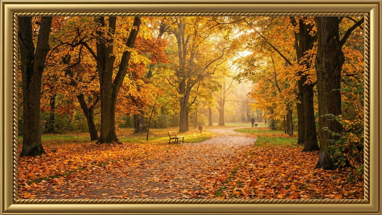 Luxurious autumn leaves/ TV LUXURY Art / Elegant TV Wallpaper Inspiration.