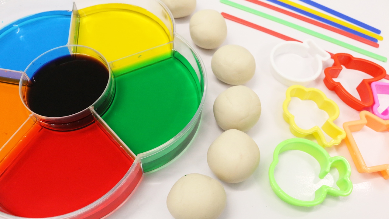 Dye Coloring Play Doh Toys - Creative Play with Watercolor and Play Doh