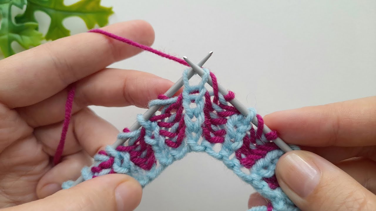 🔥 Das EINFACHE zweifarbige Patentmuster – geniale Alternative zum Brioche-Stricken