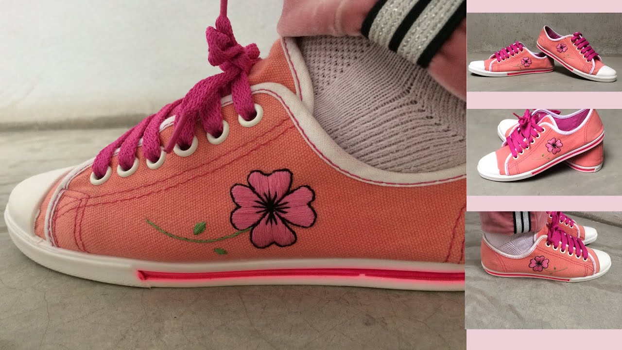 Bordando a mano en zapatillas